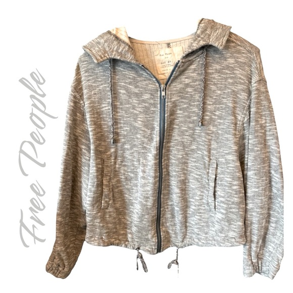 Free People Gray Zip Hoodie Size L - Picture 2 of 15